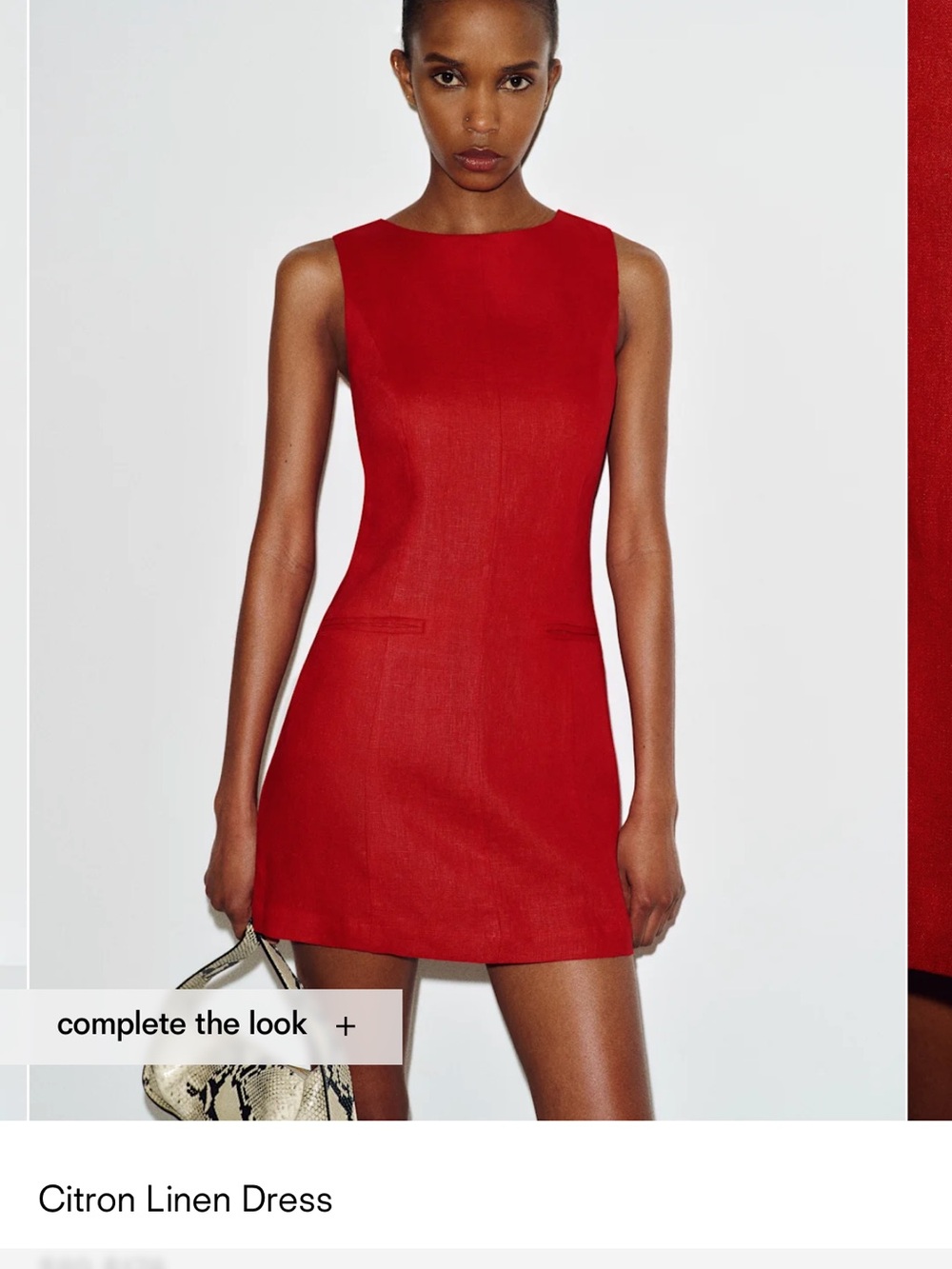 Reformation Red Sleeveless Mini Linen Dress